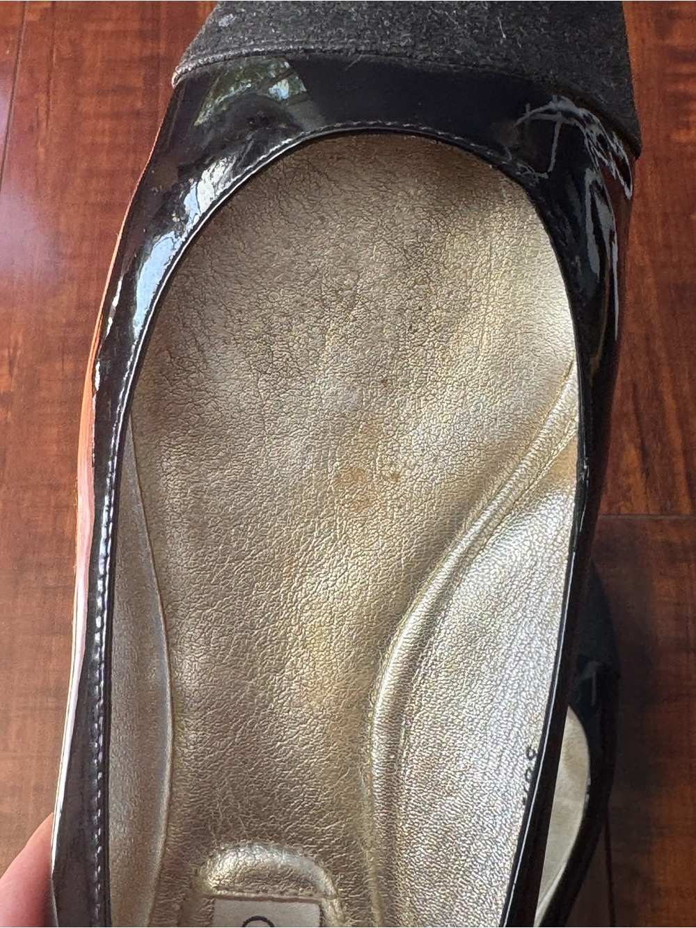 Jimmy Choo Black Patent Flats with Glitter Cap Toe - Picture 10 of 10